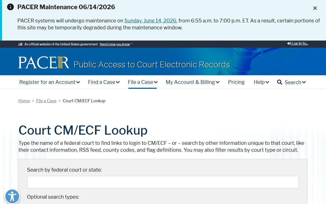 Union County court dockets PACER CM ECF lookup