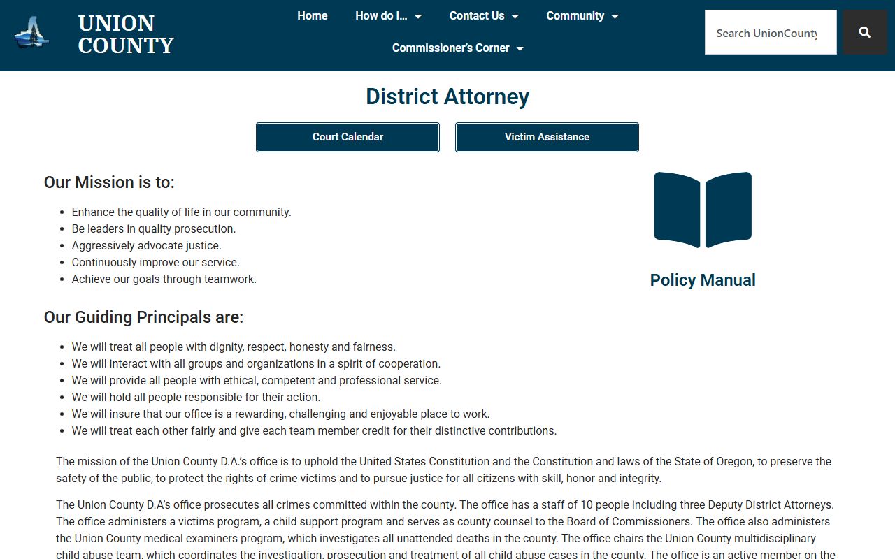 Union County criminal court records District Attorney office