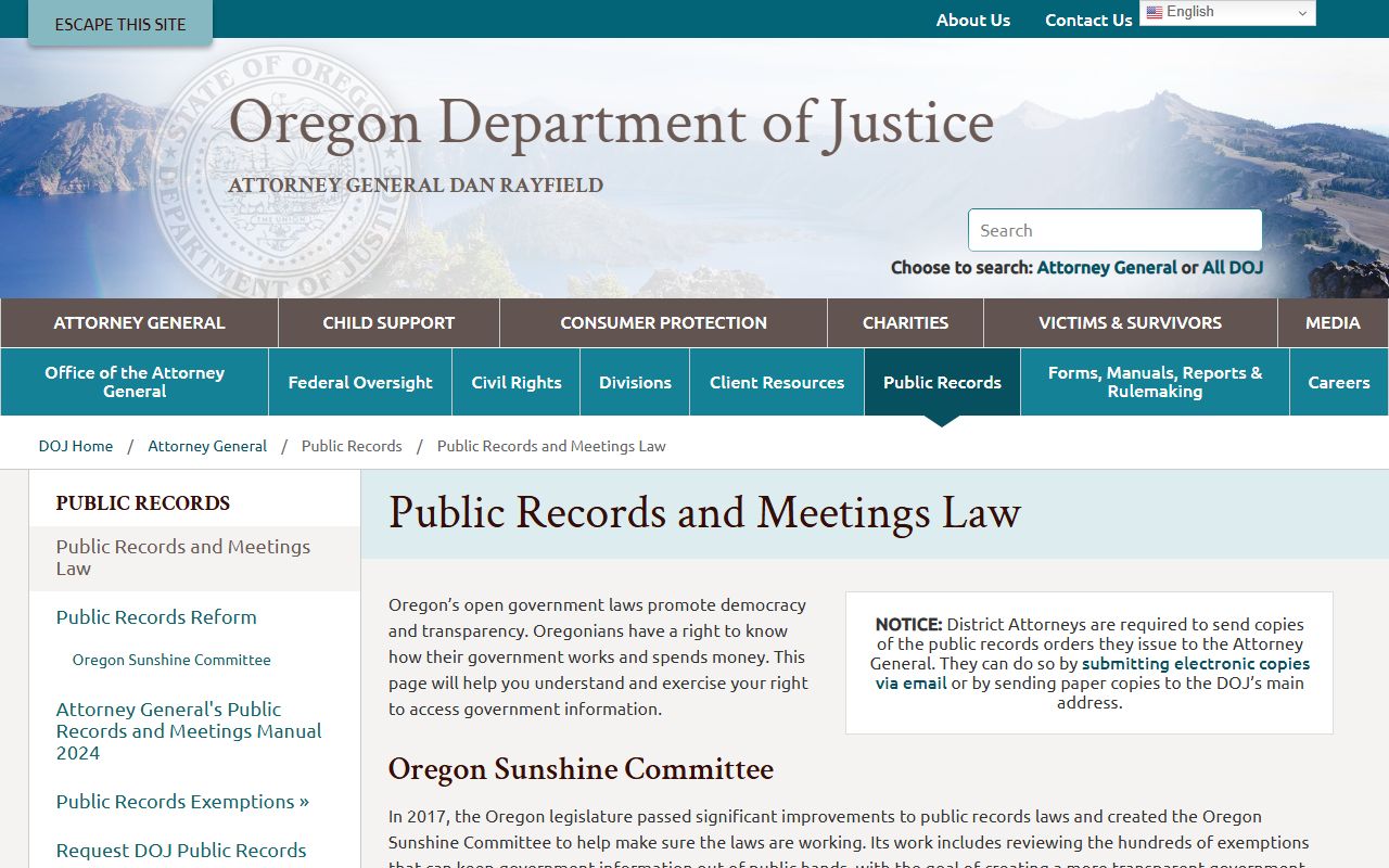 Union County Circuit Court records Oregon public records guidance