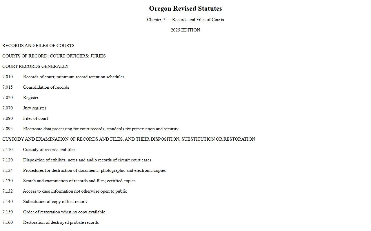 Union County Circuit Court records ORS chapter 7 register