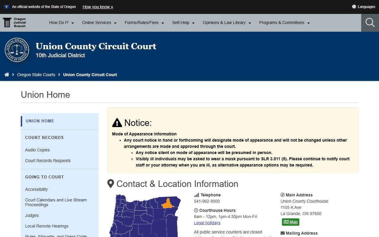 Union County court records Circuit Court official page