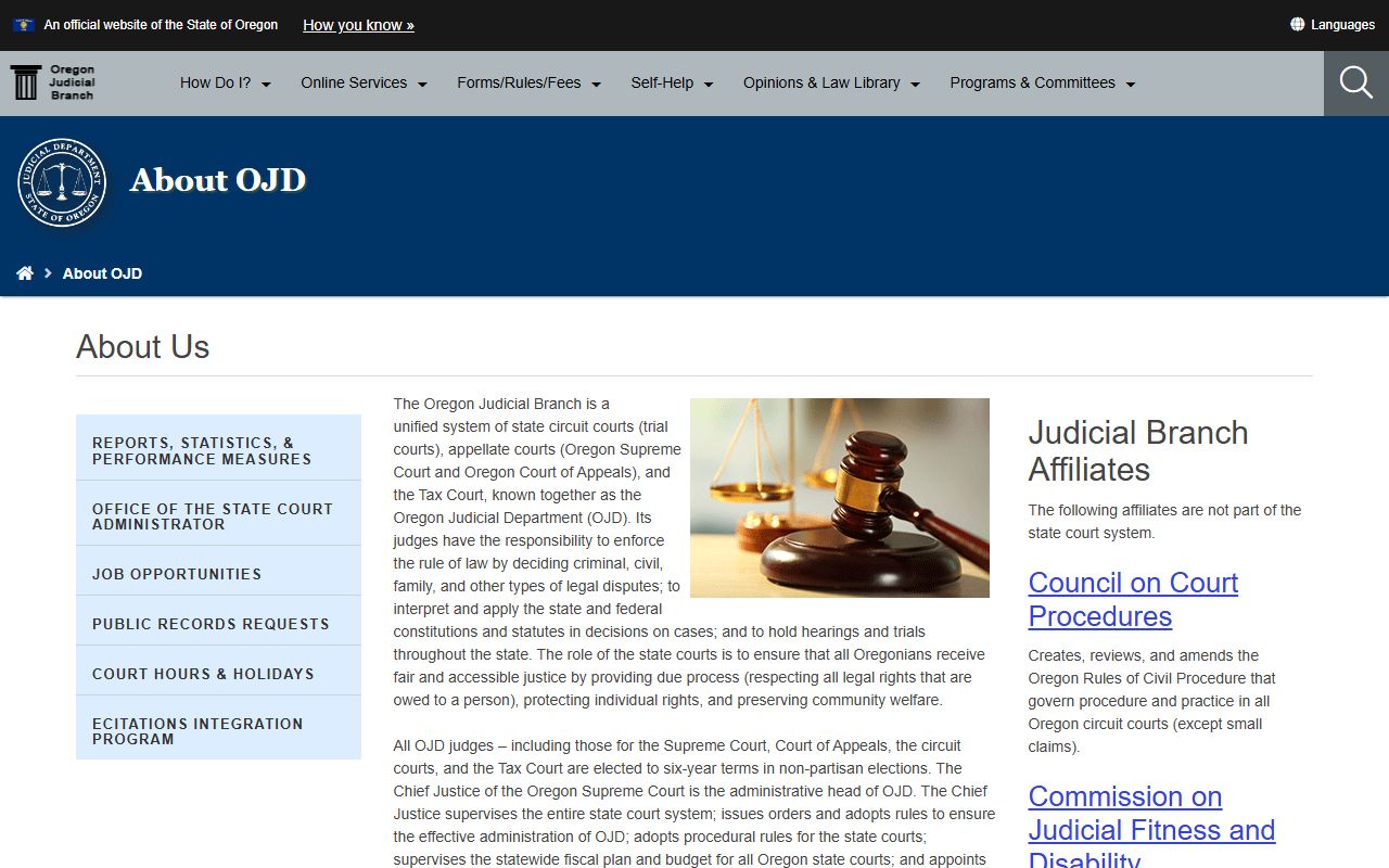 Union County court records Oregon Judicial Department court structure