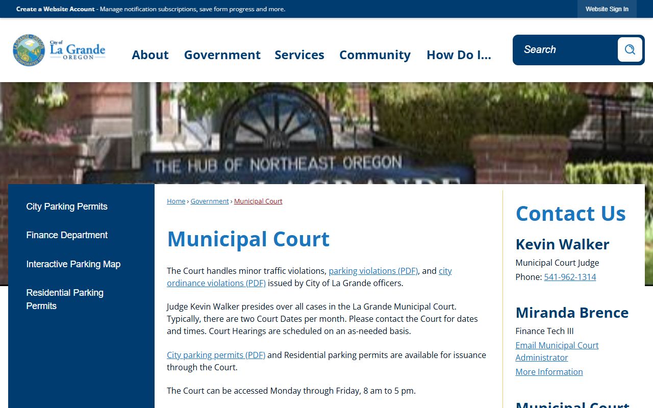 Union County court records La Grande Municipal Court