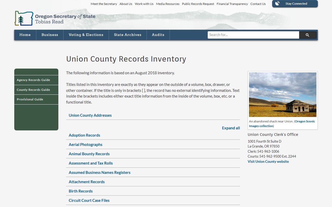 Union County court records historical records inventory