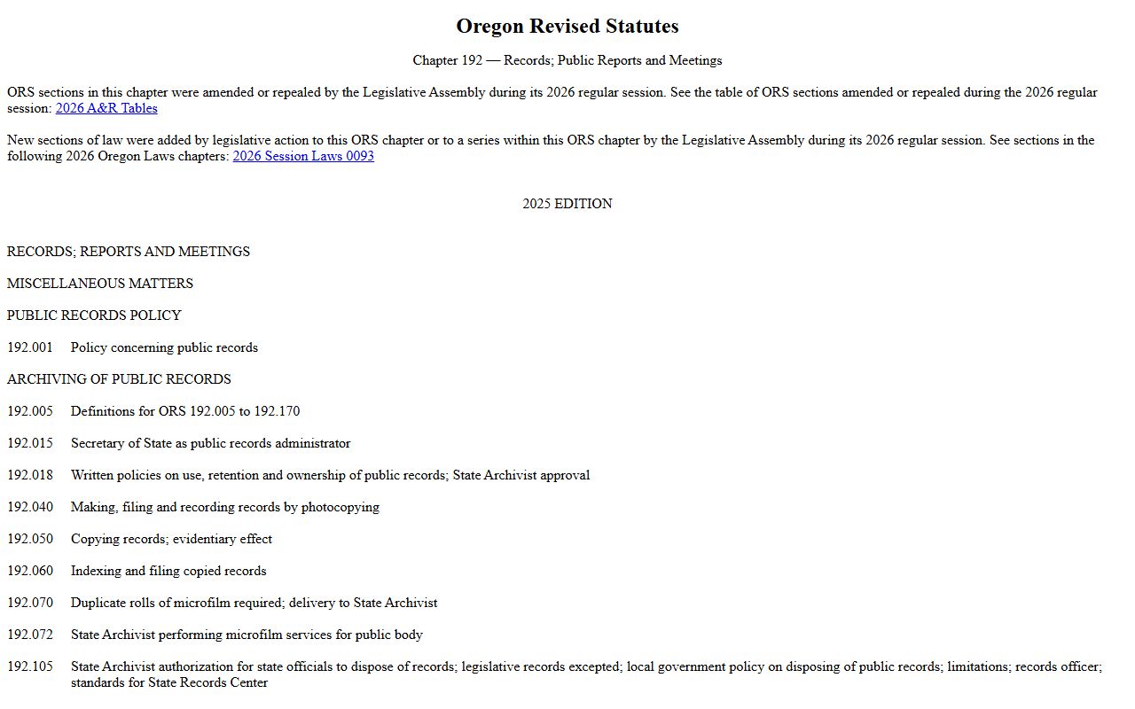 Union County court records Oregon public records law