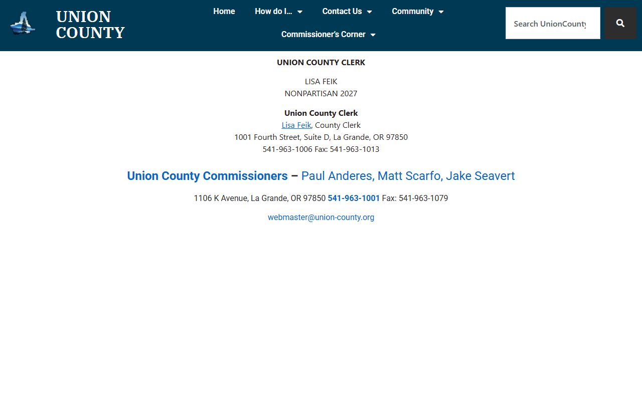 Union County marriage and divorce records Clerk elected official page