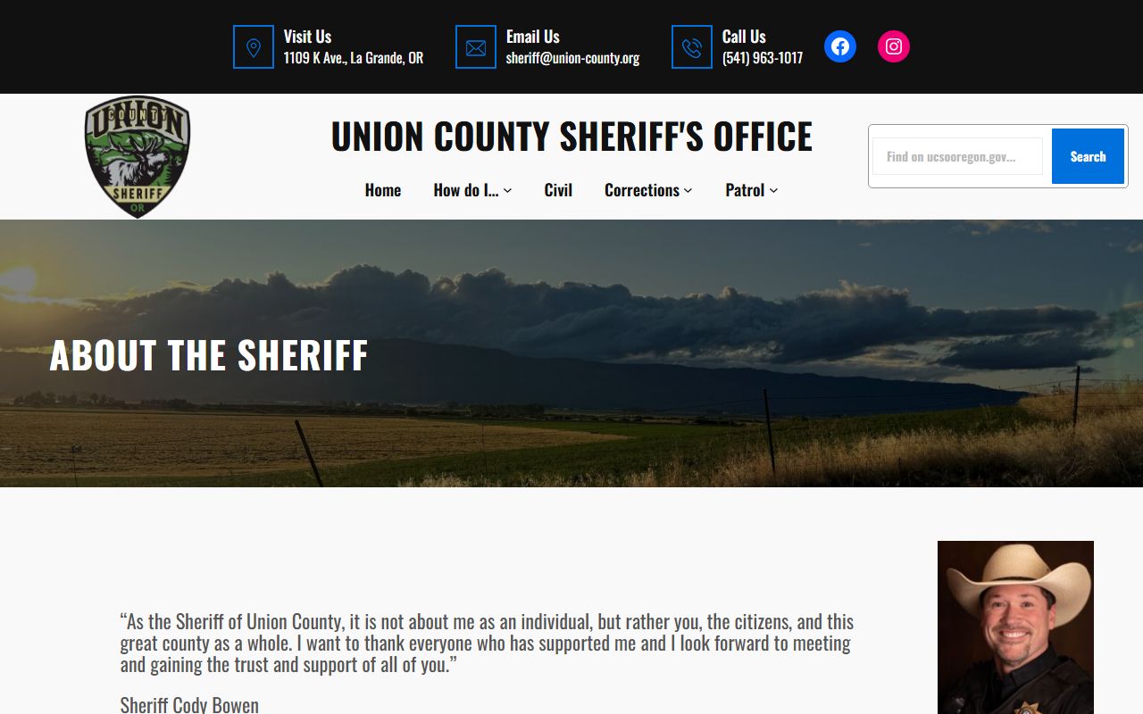 Union County warrant records sheriff contact information